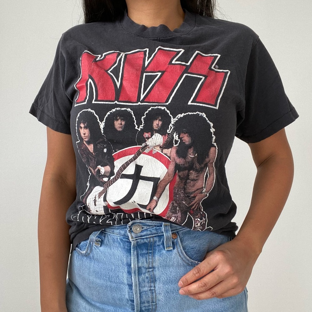 Vintage 80s Kiss Band T-Shirt Concert Tour Promo Merch Crazy Nights 88
